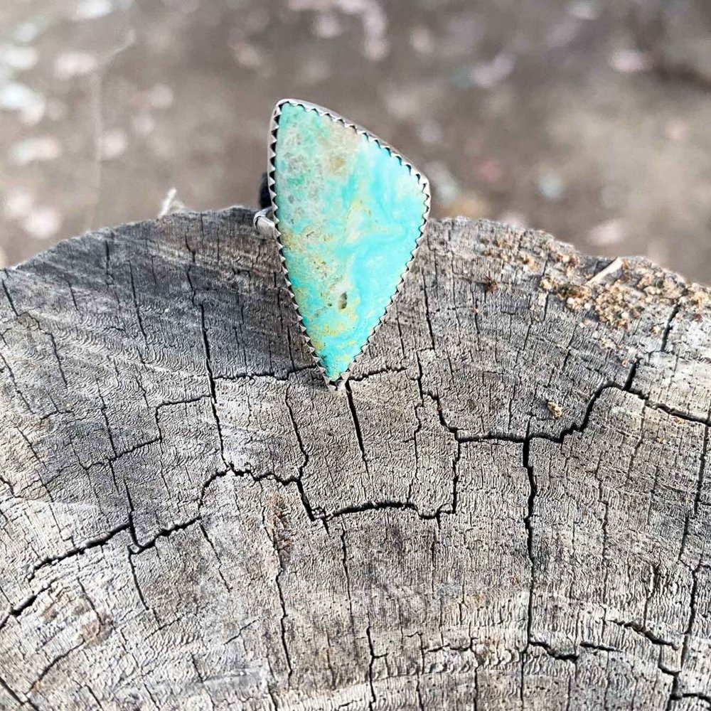 Sterling and Turquoise Bezel Set Ring